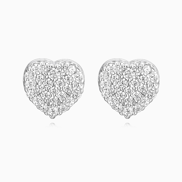 Shining Star Jewelry Unisex CZ Iced Out Daily Simple Style S925 Heart Earrings Shining Star Jewelry Unisex CZ Iced Out Daily Simple Style S925 Heart Earrings