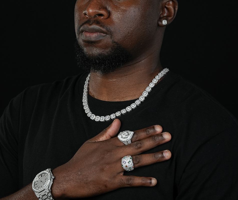 Shining Star Jewelry 925 Sterling Silver Zircon Iced Out Cluster Tennis Necklace