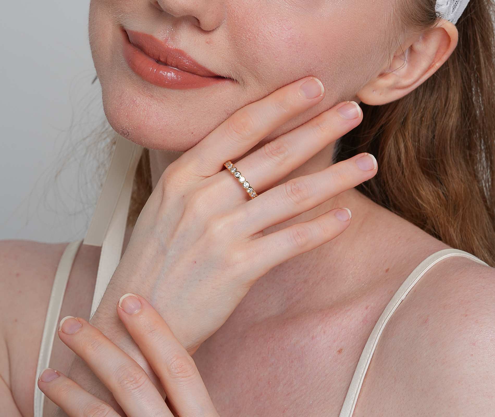 Shining Star Jewelry Solid 14K Gold Cubic Zirconia Eternity Ring Gift For Women