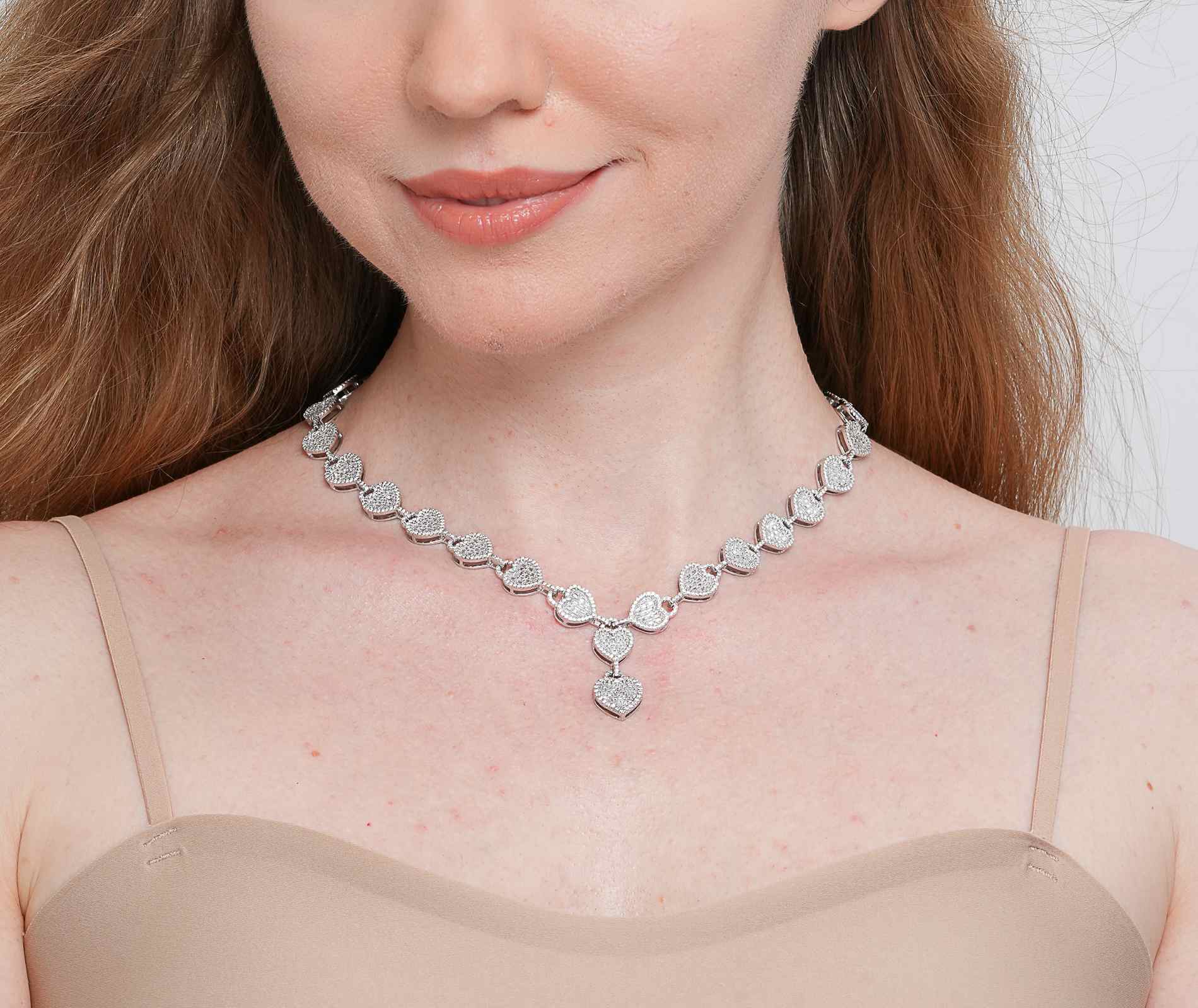 Shining Star Jewelry Hiphop Street Style Trendy Women Baguette CZ Heart Necklace