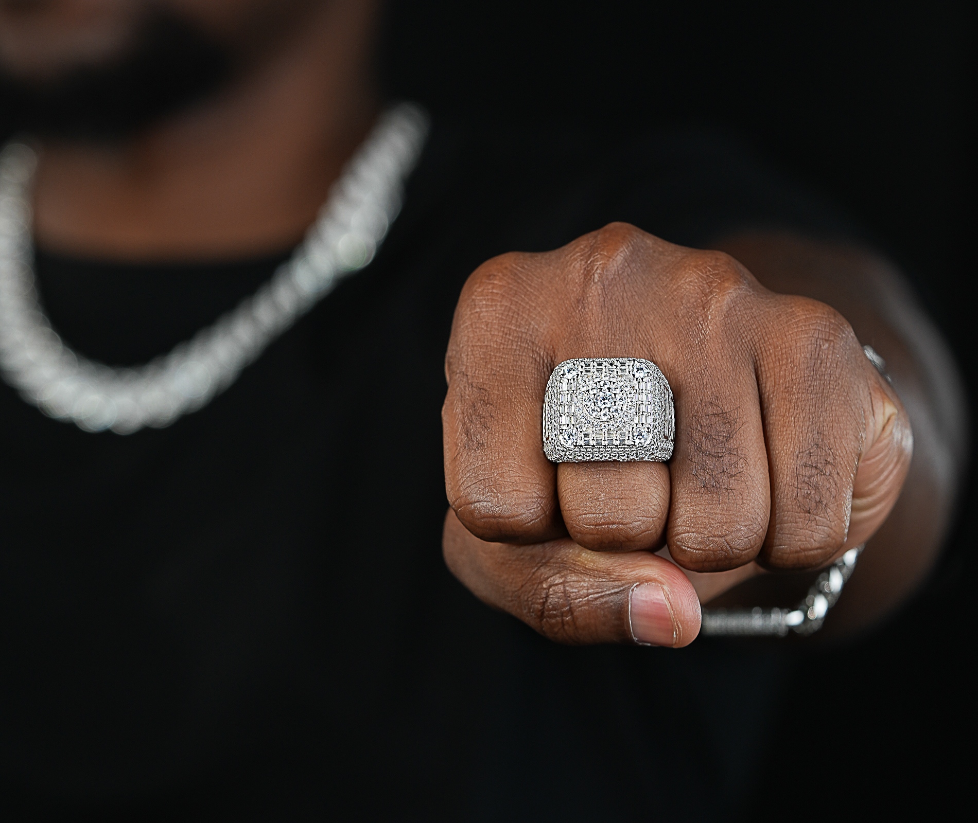 Shining Star Jewelry Pass Diamond Tester VVS Moissanite Men Hip Hop Cluster Ring Shining Star Jewelry Pass Diamond Tester VVS Moissanite Men Hip Hop Cluster Ring