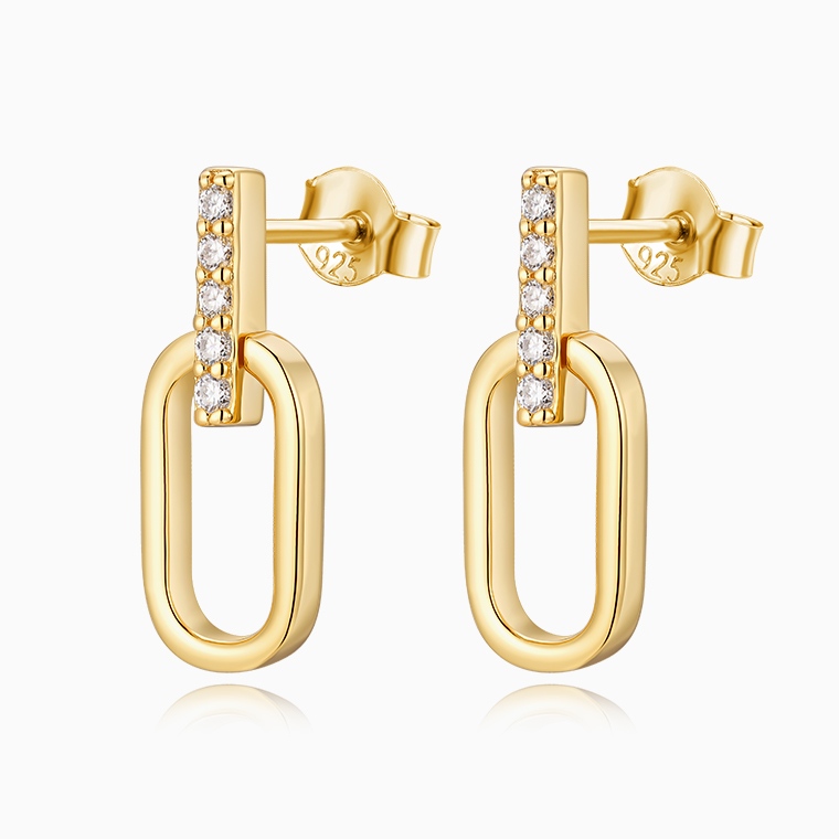 Shining Star Jewelry Simple Daily Style Solid 14K Gold CZ Dangling Stud Earrings Shining Star Jewelry Simple Daily Style Solid 14K Gold CZ Dangling Stud Earrings