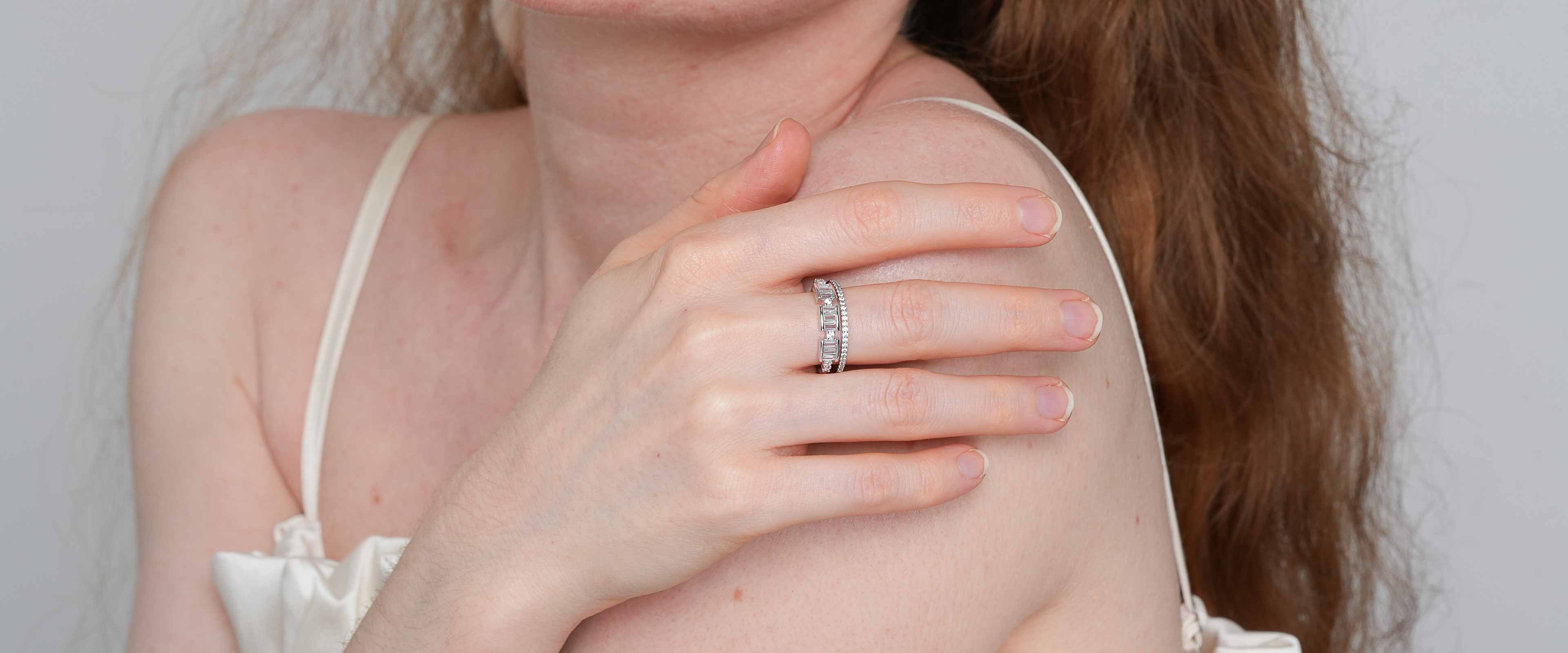 Shining Star Jewelry Fashion Trend Zircon Baguette Cut Iced Out Open Ring Women