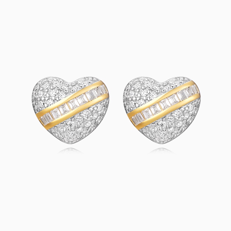 Shining Star Jewelry Romantic Luxury Diamond Sterling Silver Love Heart Earrings