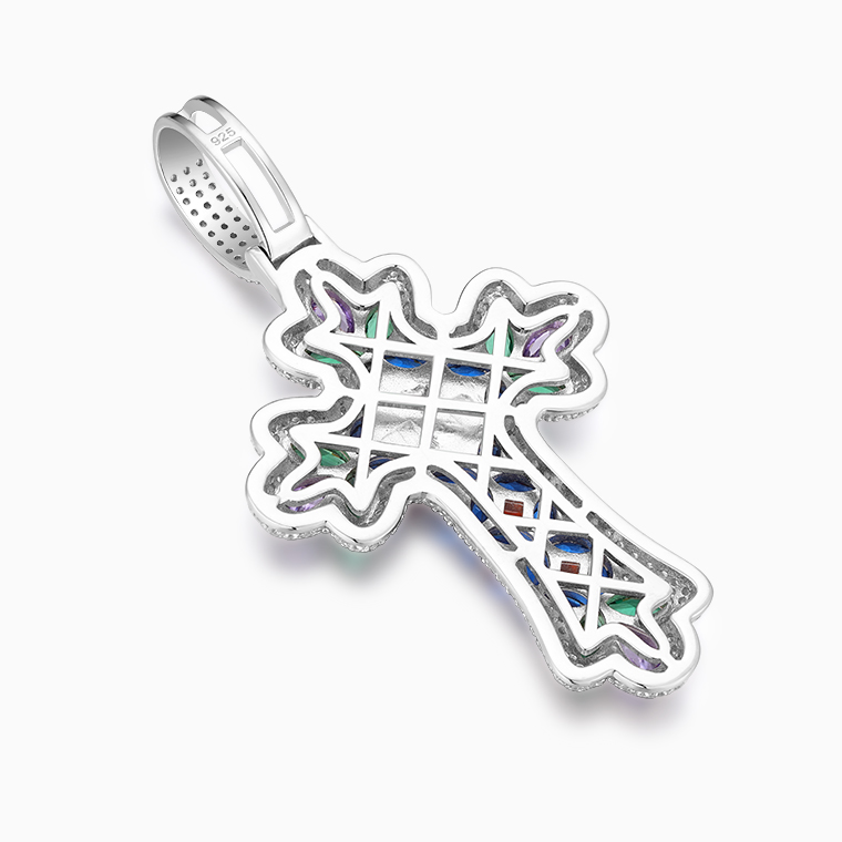 Shining Star Jewelry High Quality Mixed Fancy Cut Colored Zircon Cross Pendant Shining Star Jewelry High Quality Mixed Fancy Cut Colored Zircon Cross Pendant