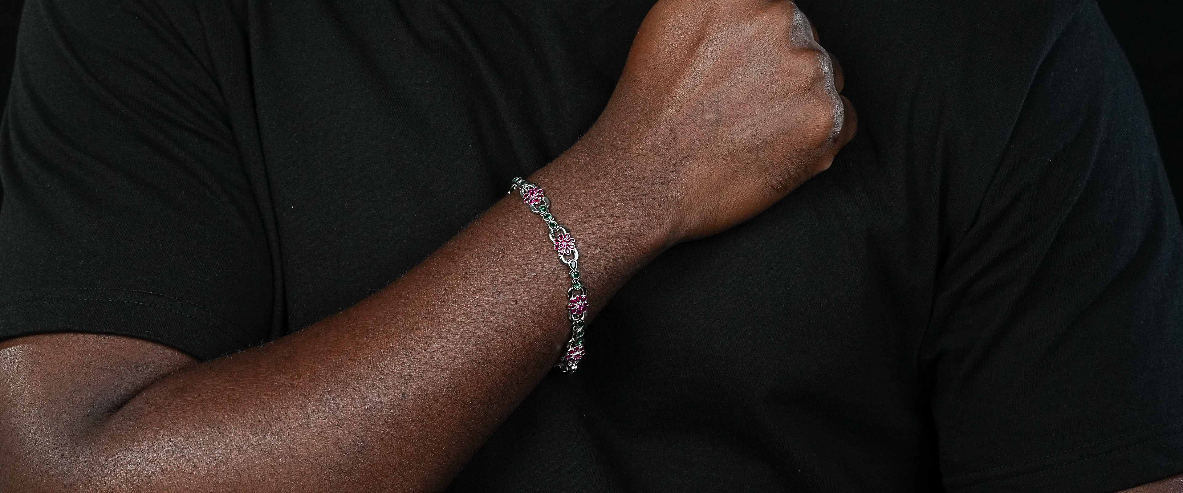 Shining Star Jewelry Hawaiian Holiday Colored Diamond Infinity Flower Bracelet