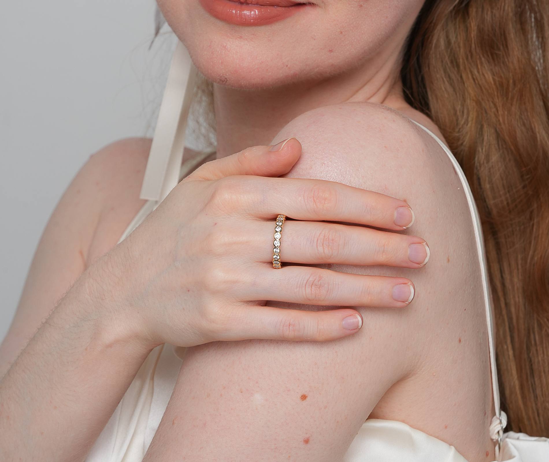 Shining Star Jewelry Solid 14K Gold Cubic Zirconia Eternity Ring Gift For Women