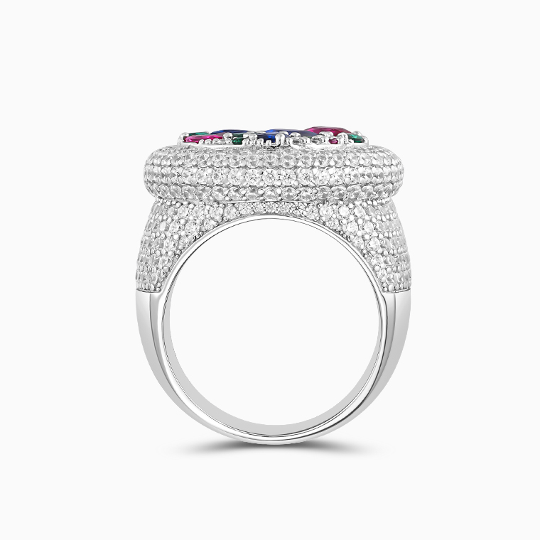 Shining Star Jewelry Fashion Color Zircon Round 925 Silver Ring For Men