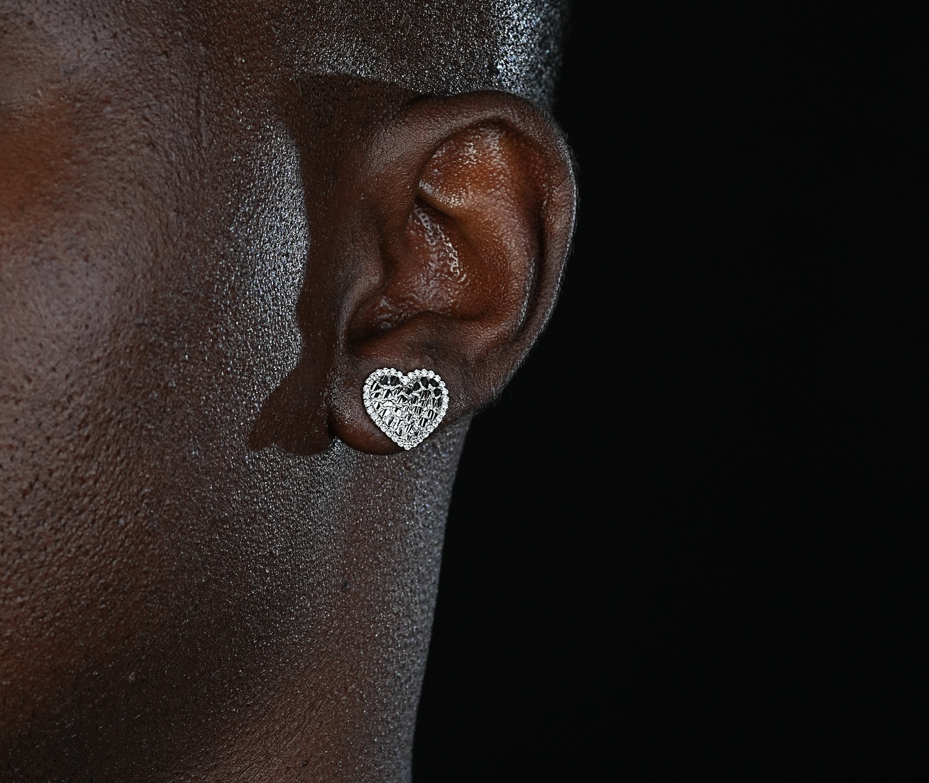 Shining Star Jewelry Unique Design 925 Silver Diamond Nugget Heart Earrings