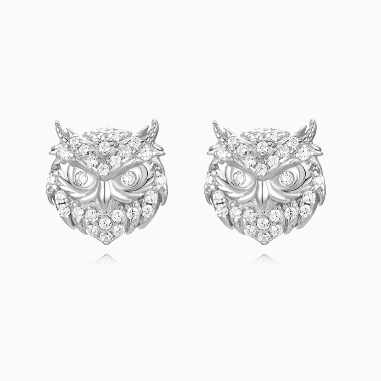 Shining Star Jewelry Hiphop Men High Quality Moissanite Animal owl Stud Earrings