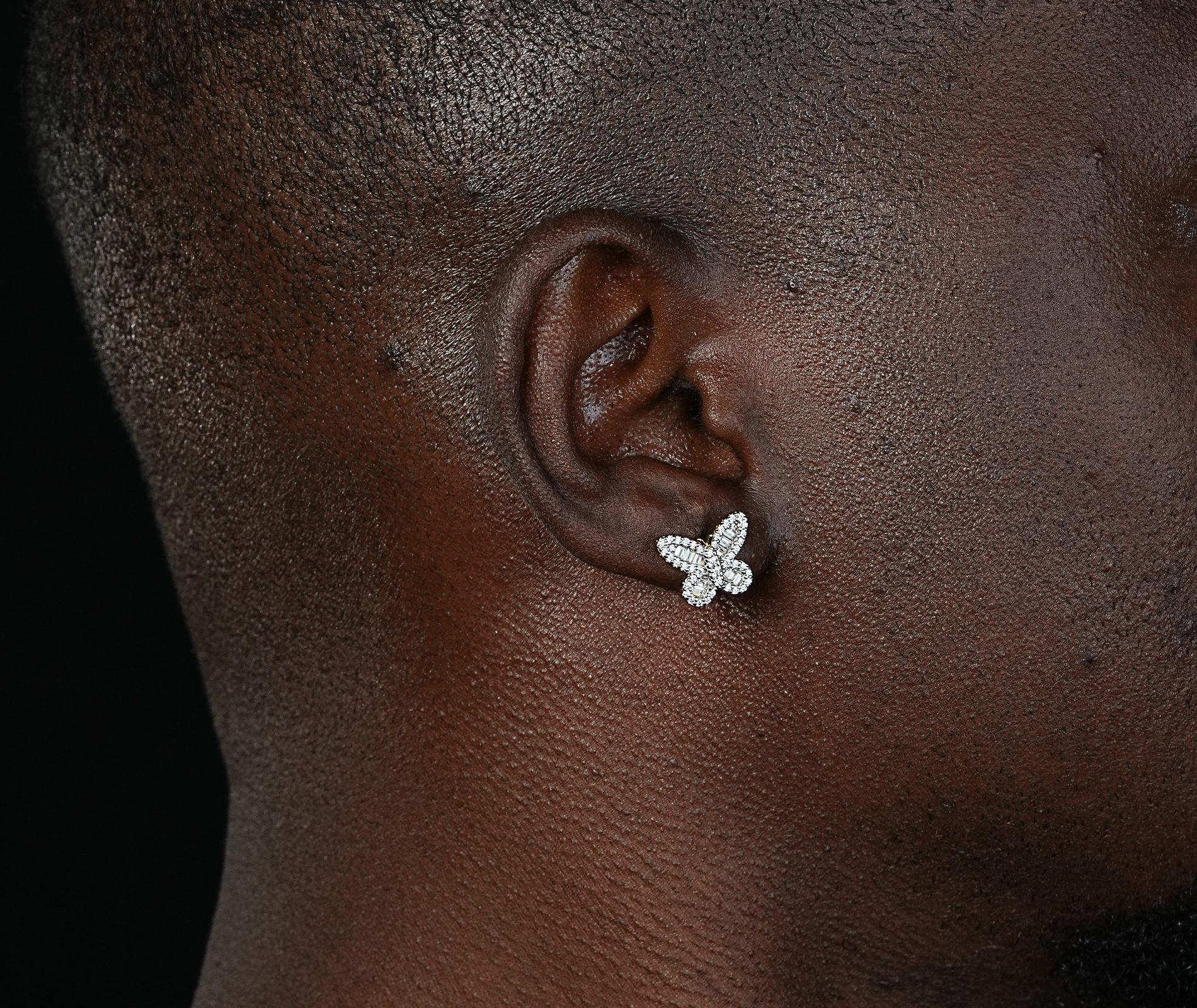 Shining Star Jewelry Silver Iced Out Zircon Bling Bling Butterfly Stud Earrings