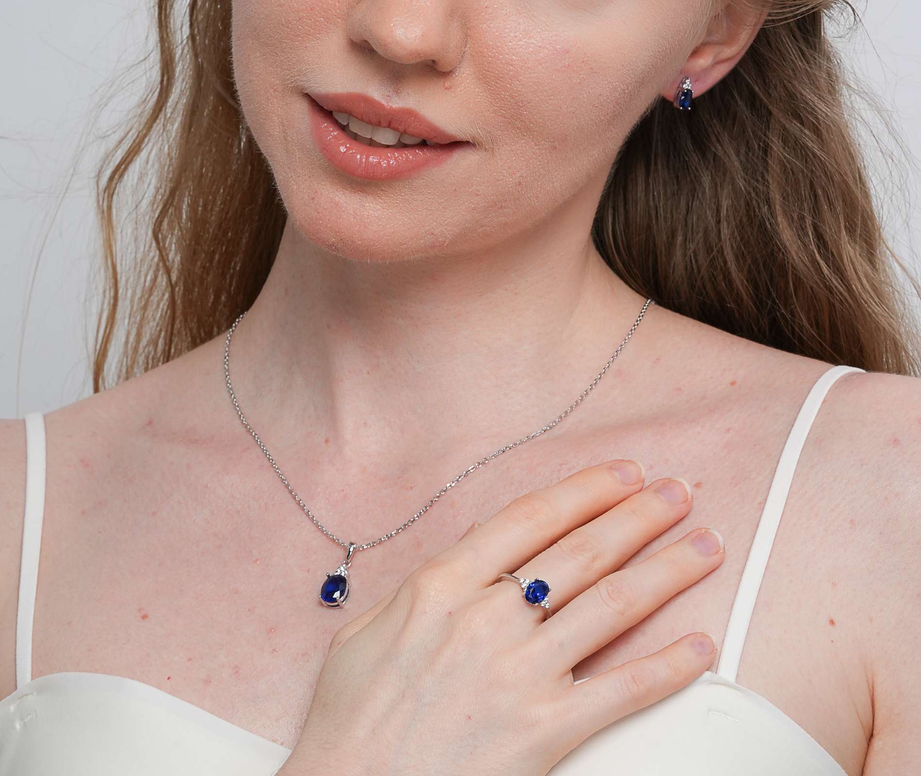 Shining Star Jewelry Women Oval Cz Wedding Earrings Ring Necklace Jewelry Set Shining Star Jewelry Women Oval Cz Wedding Earrings Ring Necklace Jewelry Set