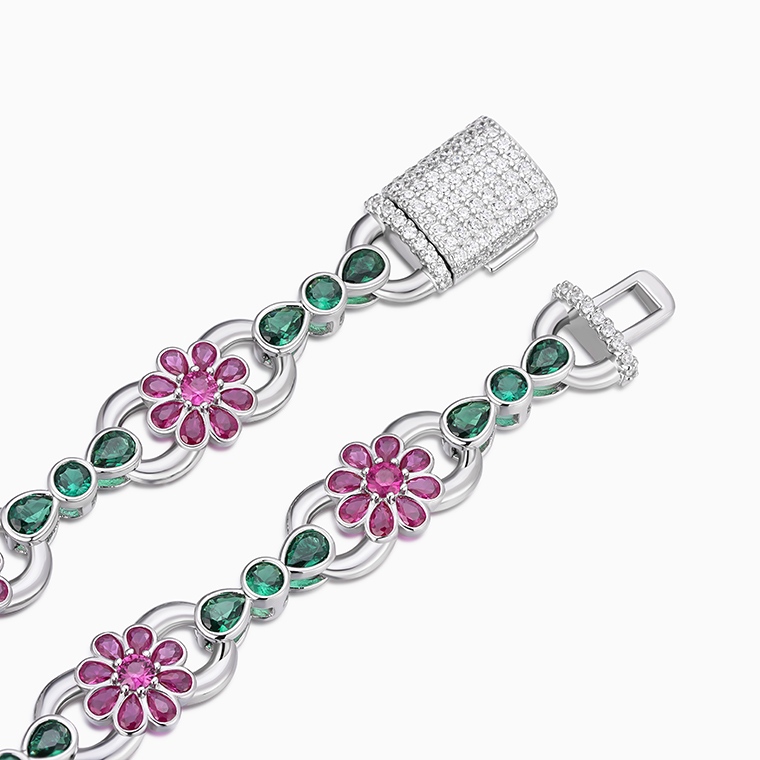 Shining Star Jewelry Hawaiian Holiday Colored Diamond Infinity Flower Bracelet