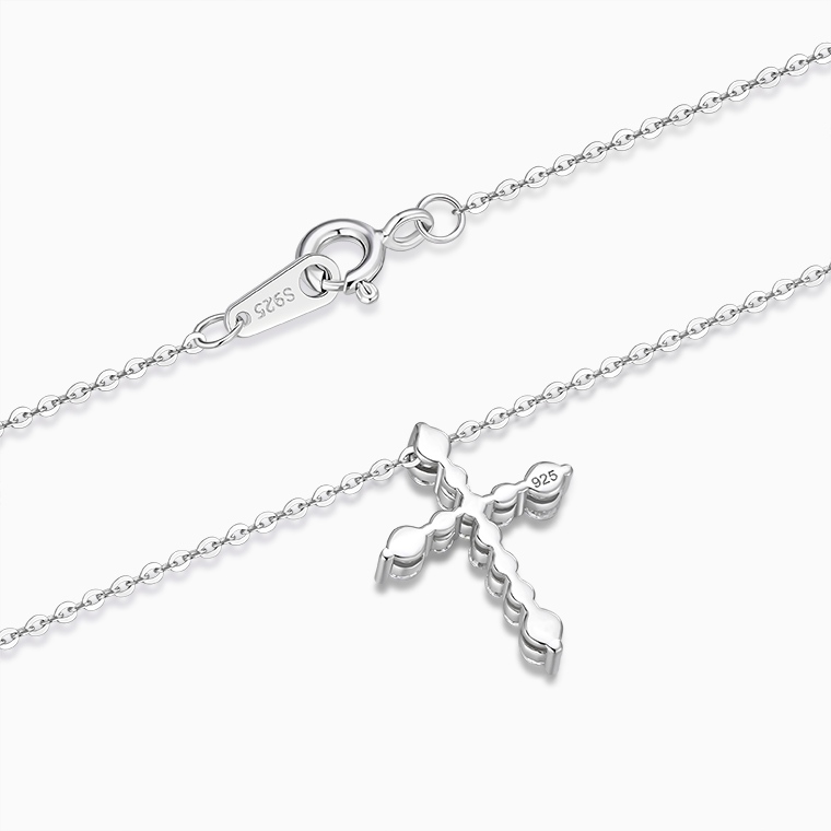 Shining Star Jewelry Women's Adjustable Moissanite Cross Pendant Fine Necklace