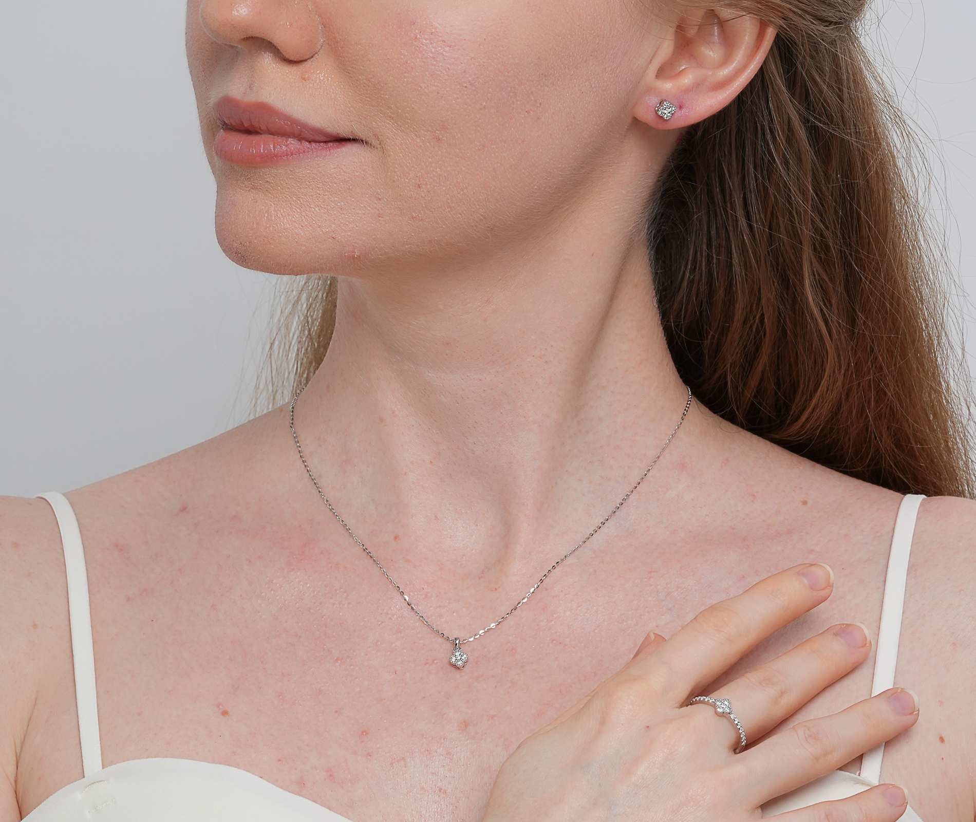 Shining Star Jewelry 925 Silver Fashion Fine Pendant Chain Zirconia Jewelry Sets