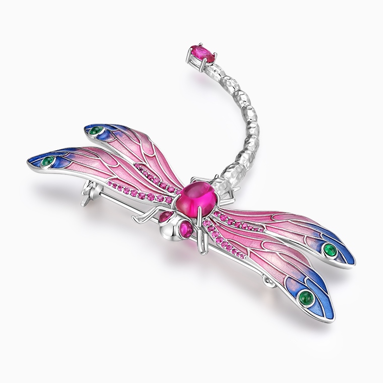 Shining Star Jewelry 925 Sterling Silver Colored Gemstone Dragonfly Brooch Women