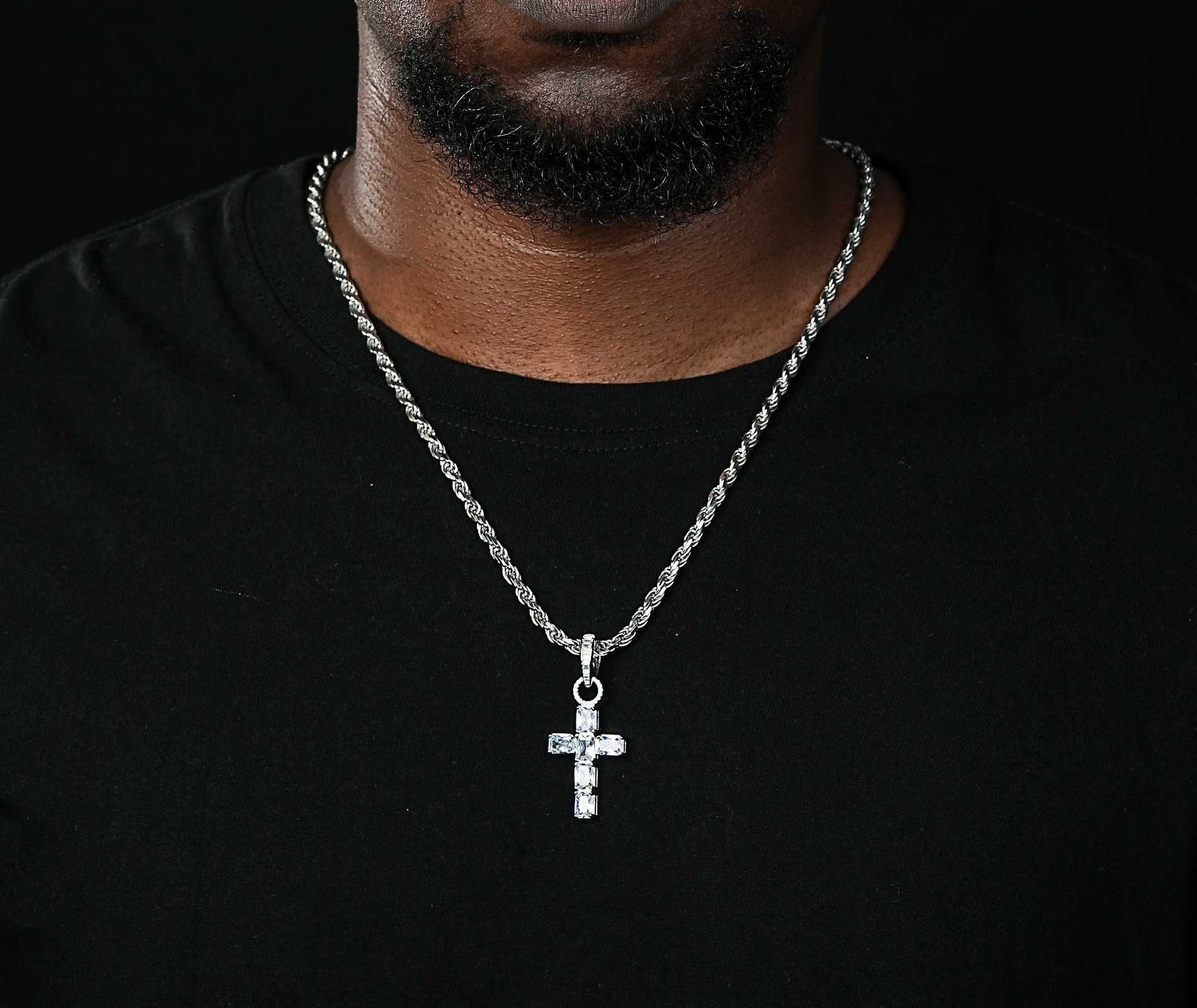 Shining Star Jewelry Manufacturer Men Women Baguette Moissanite Cross Pendant