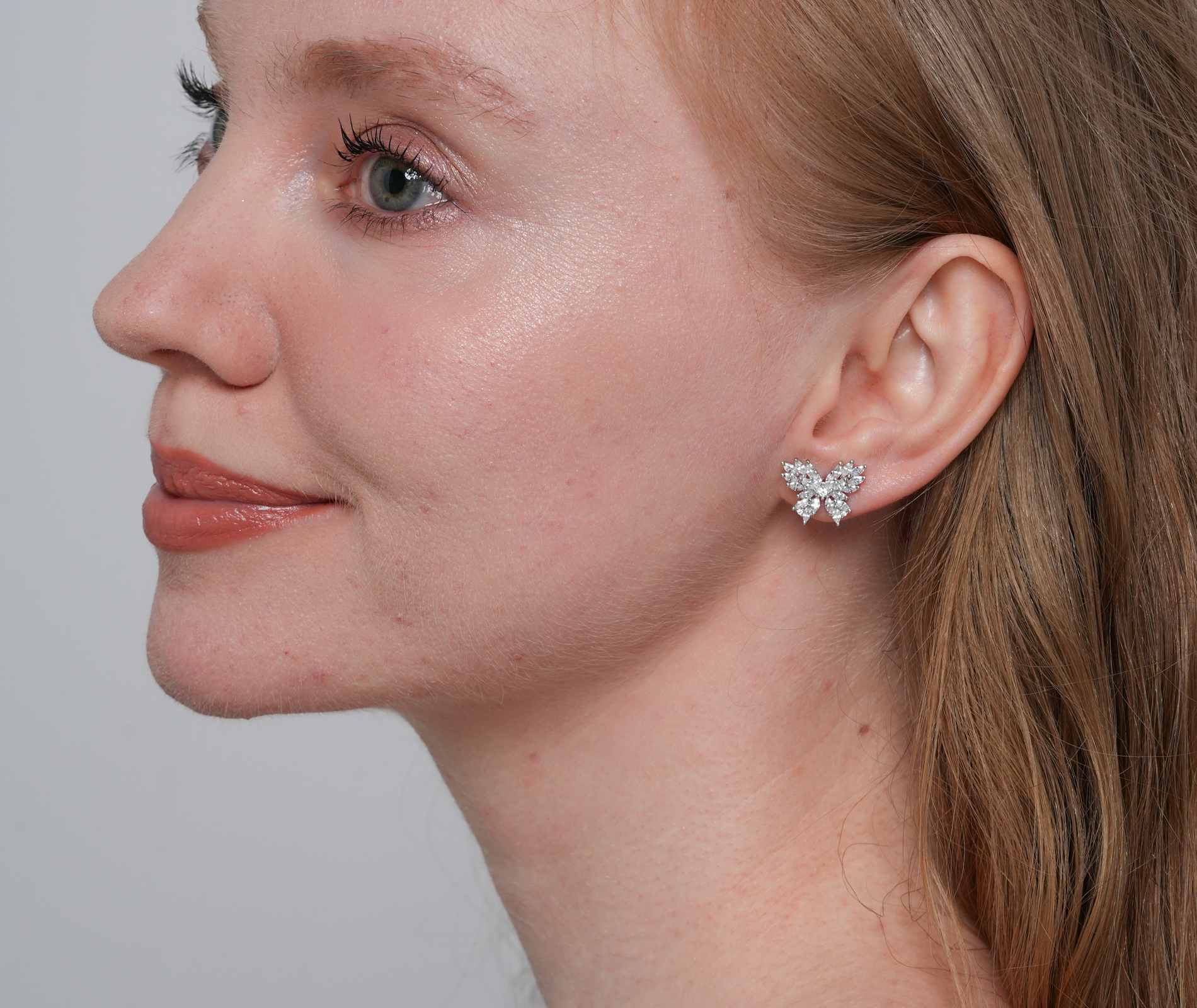 Shining Star Jewelry Women's Iced Out Marquise Diamond Butterfly Stud Earrings