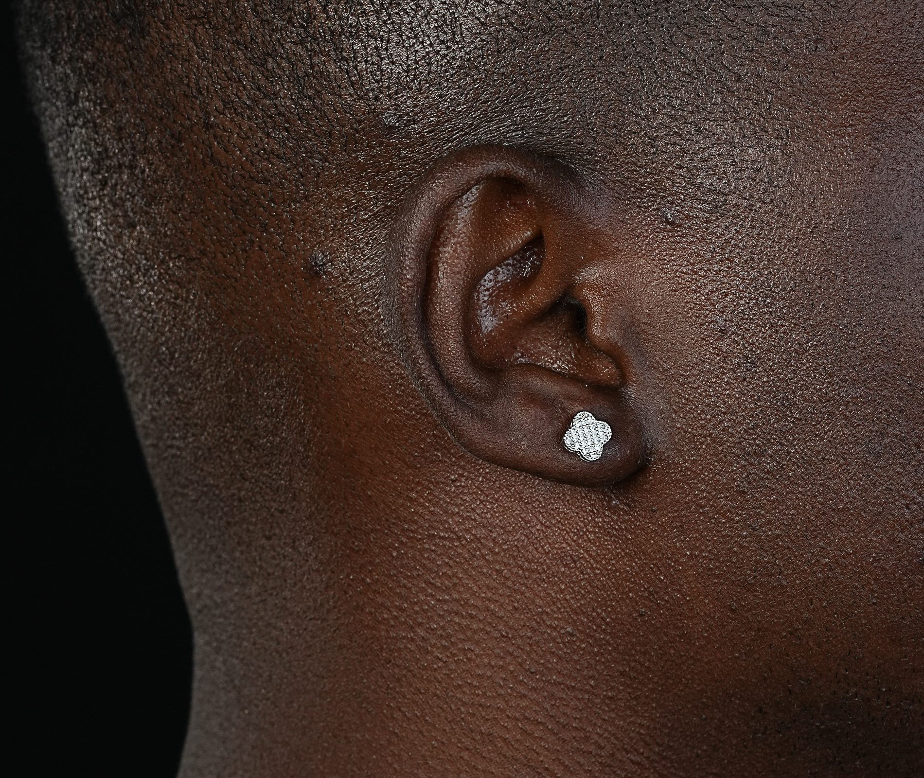 Shining Star Jewelry Platinum Moissanite Four Leaf Clover Shape Stud Earrings