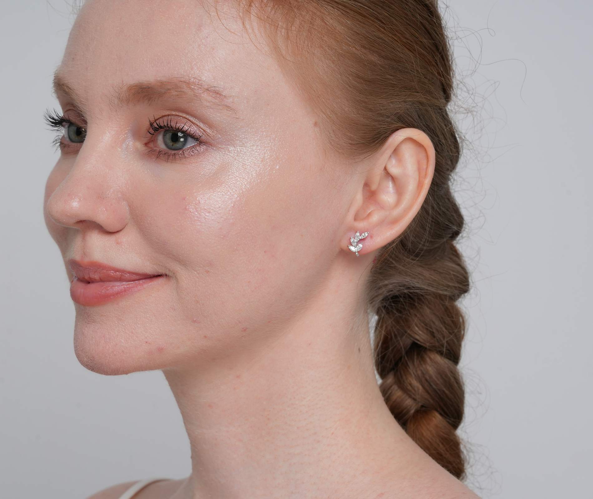 Shining Star Jewelry Women Marquise Diamond VVS Moissanite Leaves Stud Earrings