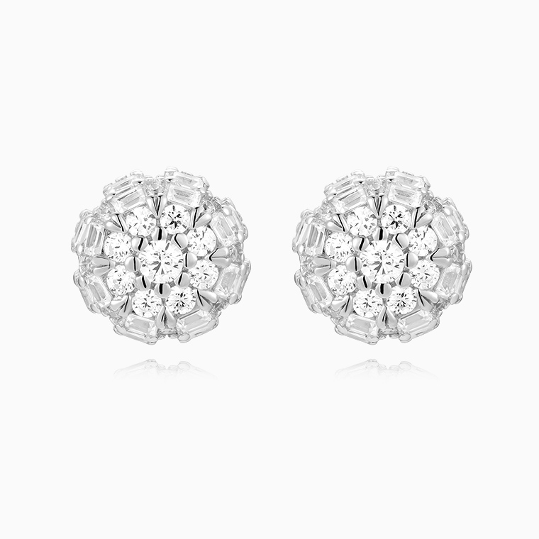 Shining Star Jewelry Punk Hip Hop Style Baguette Round Cut Diamond Stud Earrings