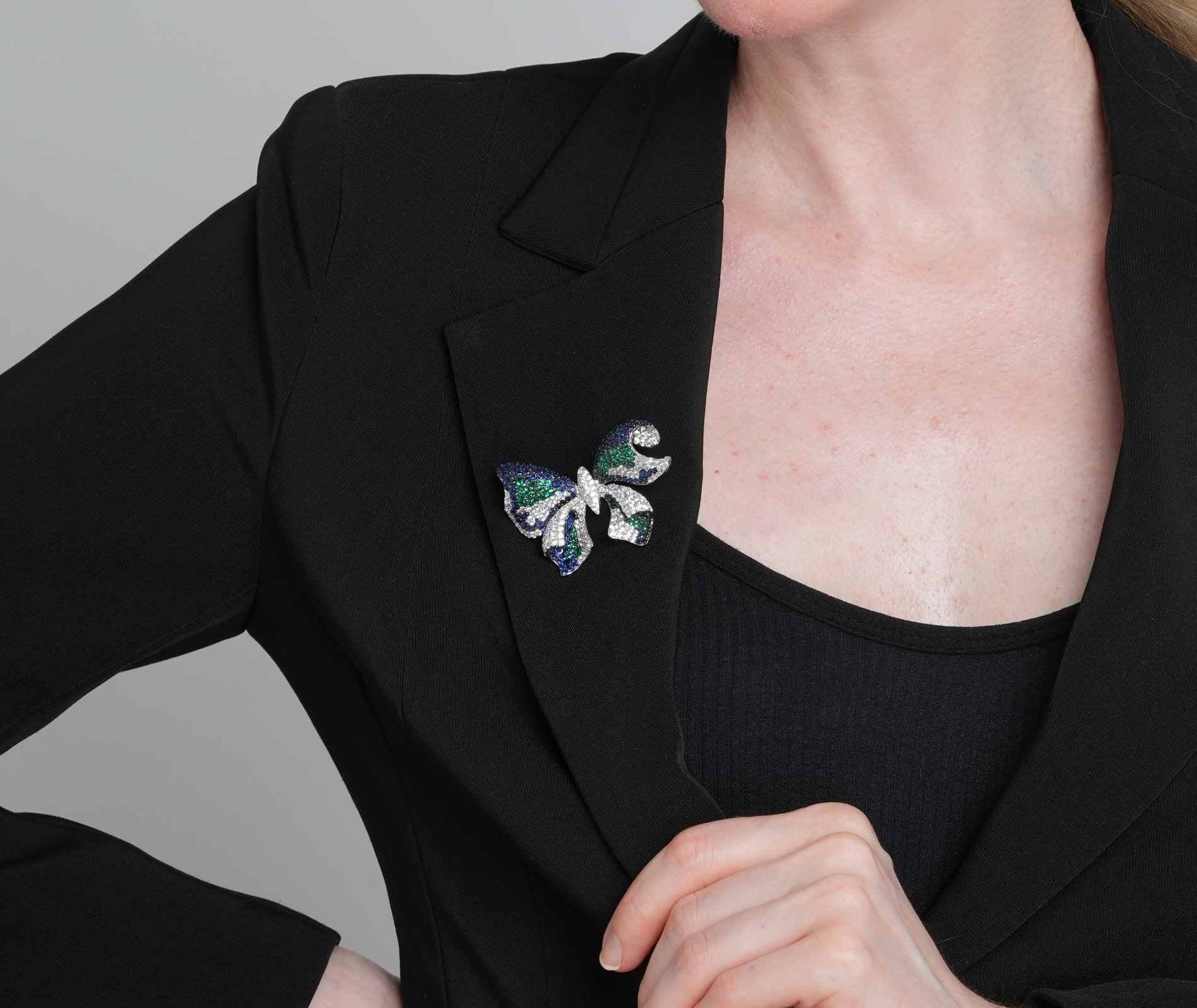 Shining Star Jewelry Women's 925 Sterling Silver Colored Zircon Butterfly Brooch Shining Star Jewelry Women's 925 Sterling Silver Colored Zircon Butterfly Brooch