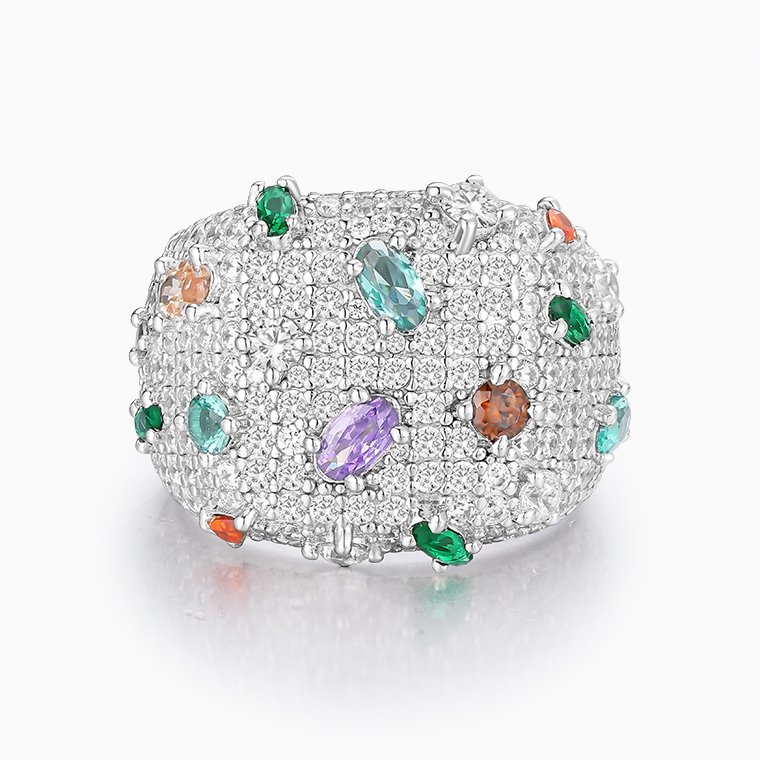 Shining Star Jewelry Hip Hop Irregular Colored Zircon Moissanite Men Chunky Ring Shining Star Jewelry Hip Hop Irregular Colored Zircon Moissanite Men Chunky Ring