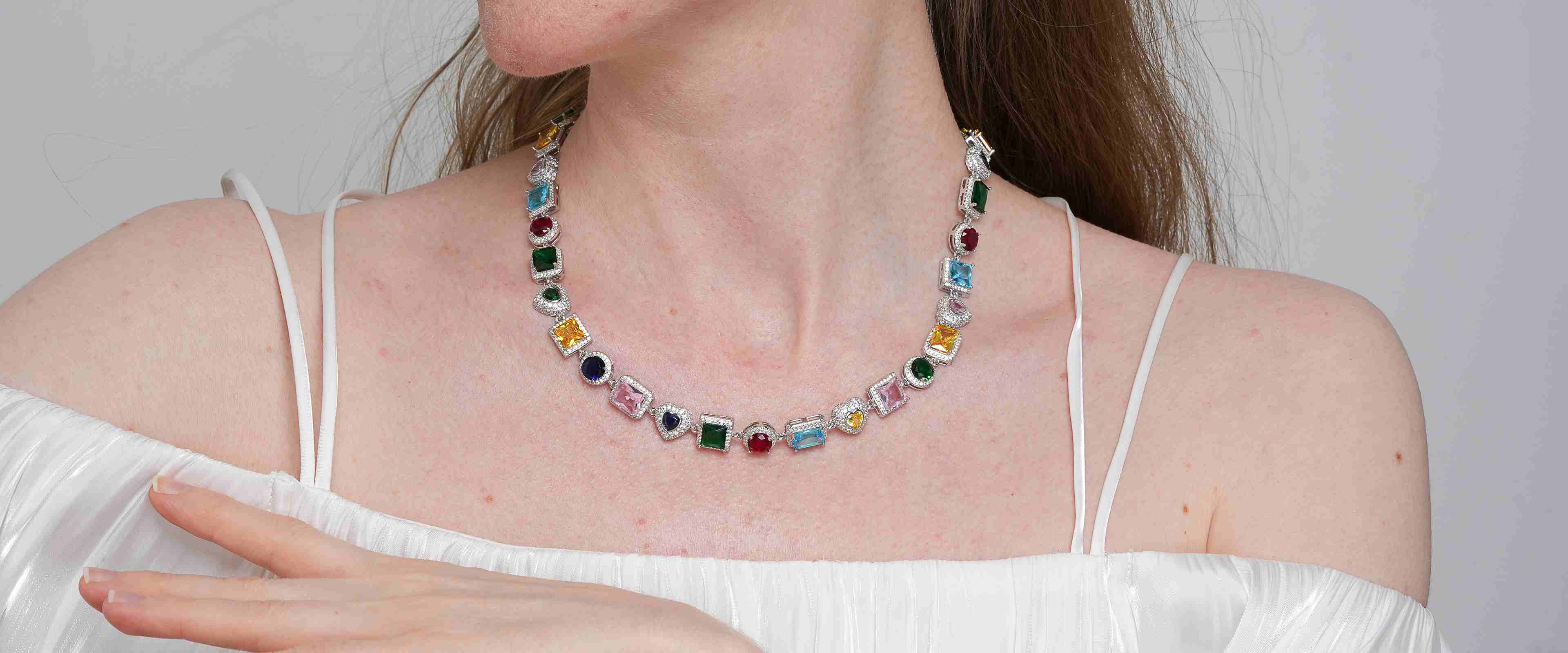 Shining Star Jewelry 10Mm Sterling Silver Cluster Iced Out Link Chain Necklace