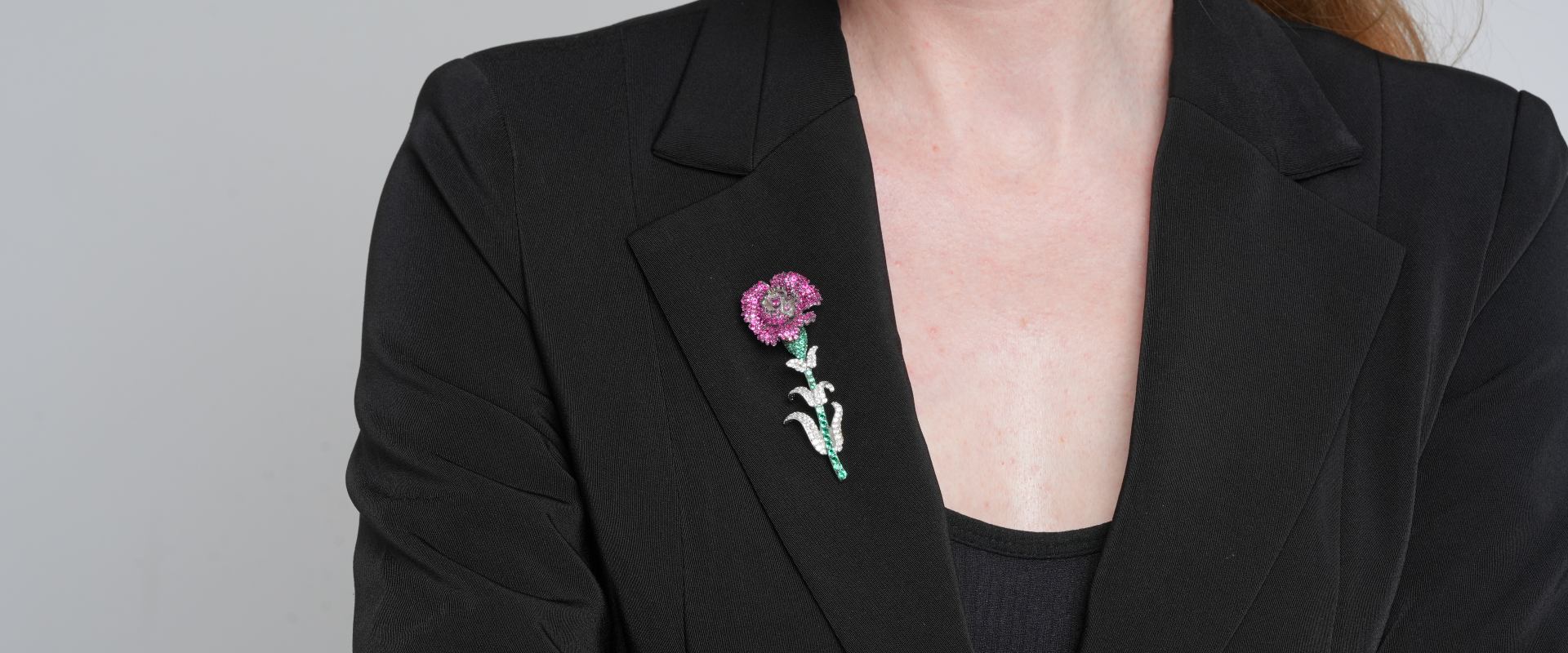 Shining Star Jewelry Elegant Style Colored Zircon 925 Silver Flower Brooch Women