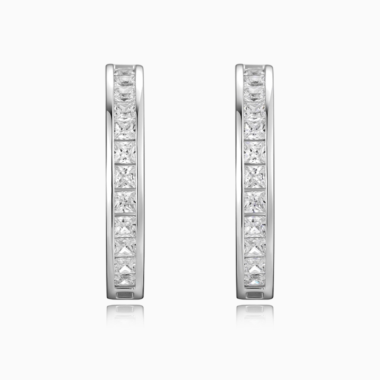 Shining Star Jewelry Iced Moissanite Princess Cut Sterling Silver Stud Earrings