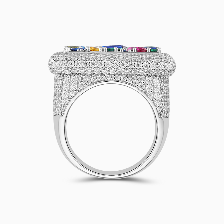 Shining Star Jewelry Iced Out Moissanite Ring White Gold Rectangle Boys Rings Shining Star Jewelry Iced Out Moissanite Ring White Gold Rectangle Boys Rings