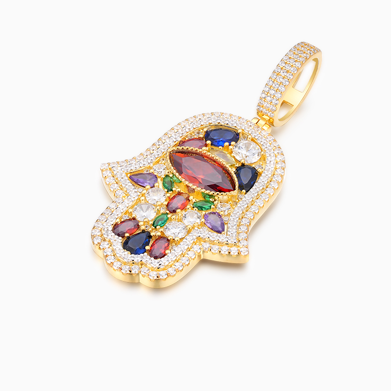 Shining Star Jewelry Turkish Amulet Colored Diamond Evil Eye Hamsa Hand Pendant Shining Star Jewelry Turkish Amulet Colored Diamond Evil Eye Hamsa Hand Pendant