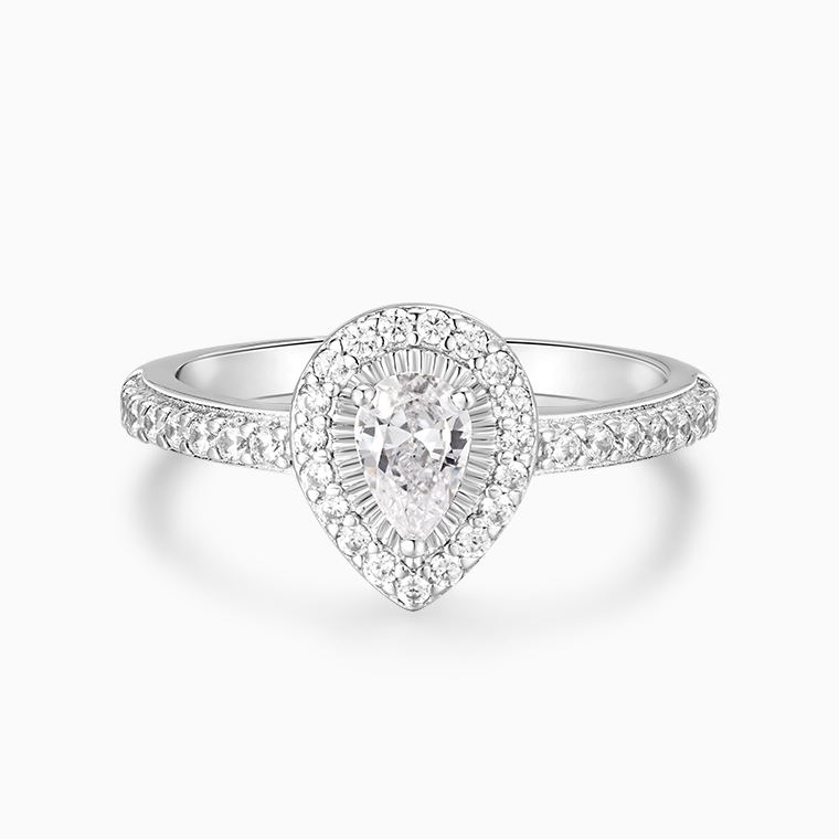 Shining Star Jewelry 0.5ct VVS Moissanite Pear Cut Women's Wedding Halo Ring Shining Star Jewelry 0.5ct VVS Moissanite Pear Cut Women's Wedding Halo Ring