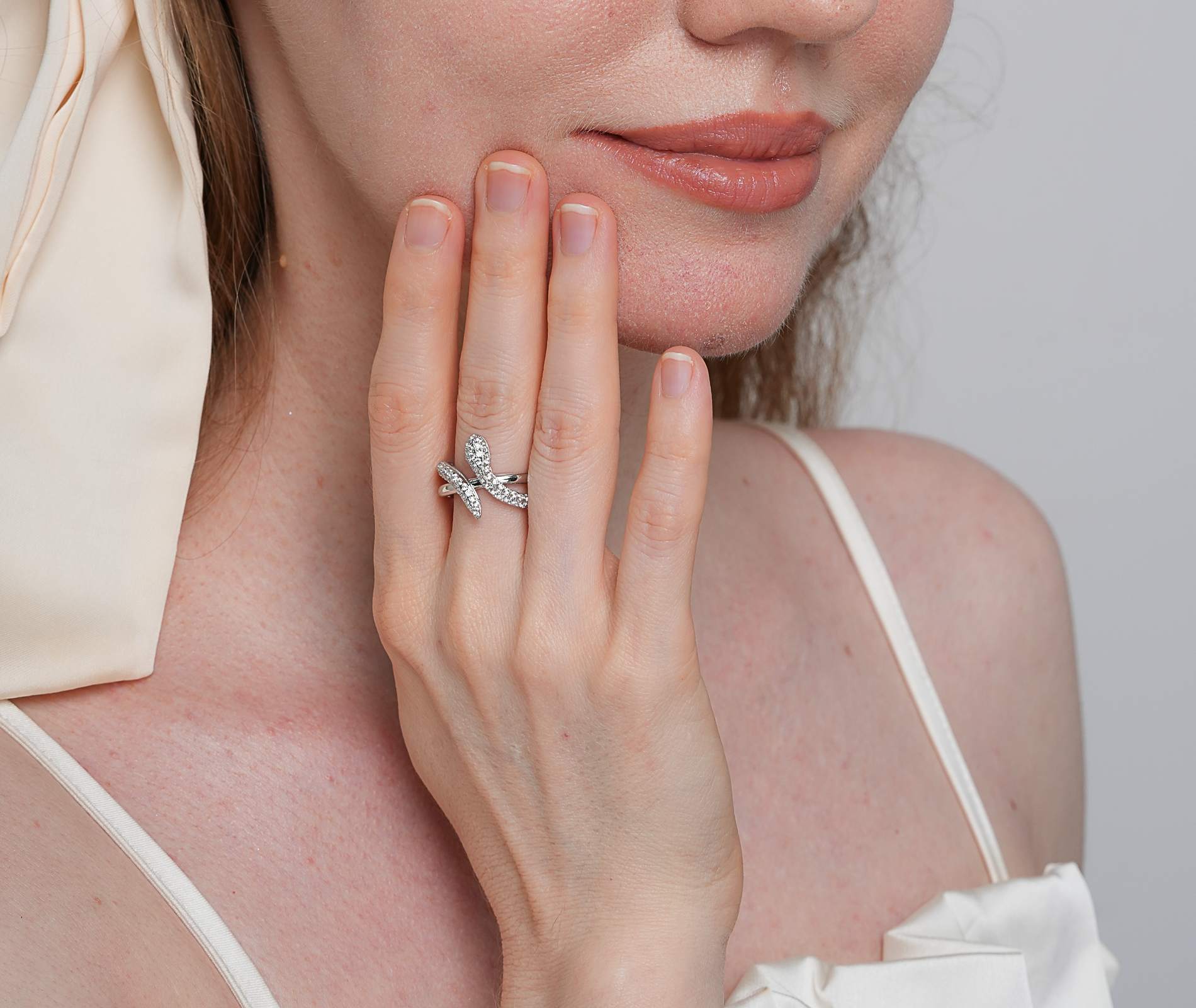 Shining Star Jewelry Adjustable Moissanite Three Dimensional Snake Open Ring