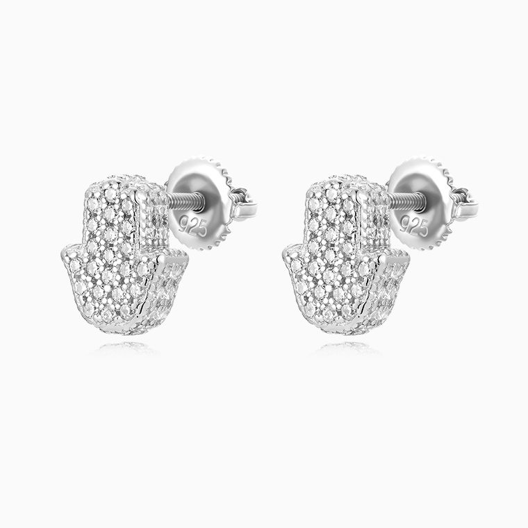 Shining Star Jewelry Hip Hop Trendy Men Iced Out Charms Hamsa Hand Stud Earrings
