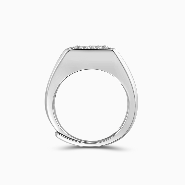 Shining Star Jewelry Hip Hop Simple Style Adjustable Silver Zircon Men Open Ring