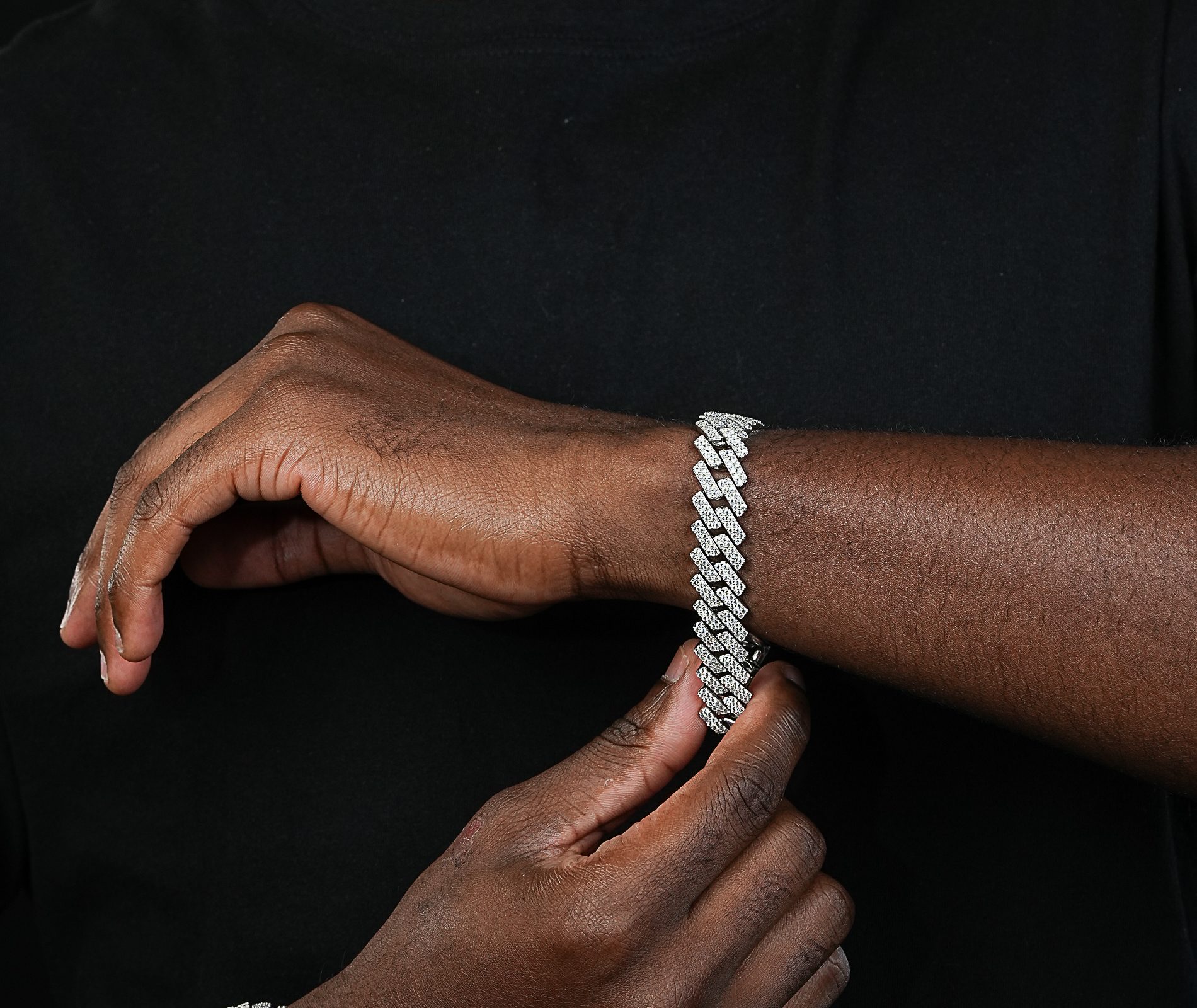 Shining Star Jewelry Pass Diamond Tester VVS Moissanite White Gold Cuban Bracelet