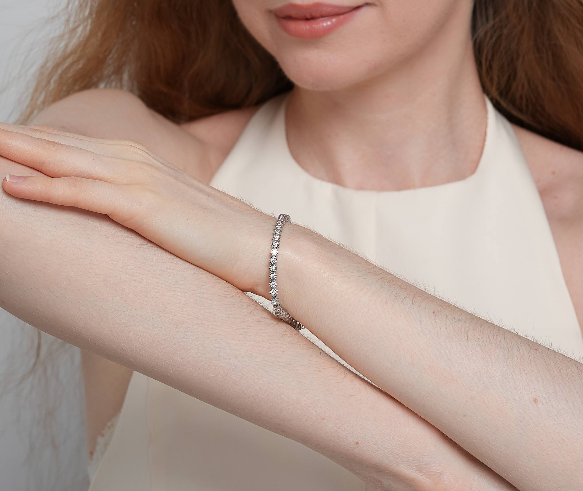 Shining Star Jewelry High Quality Moissanite Bezel Setting Tennis Bracelet Women