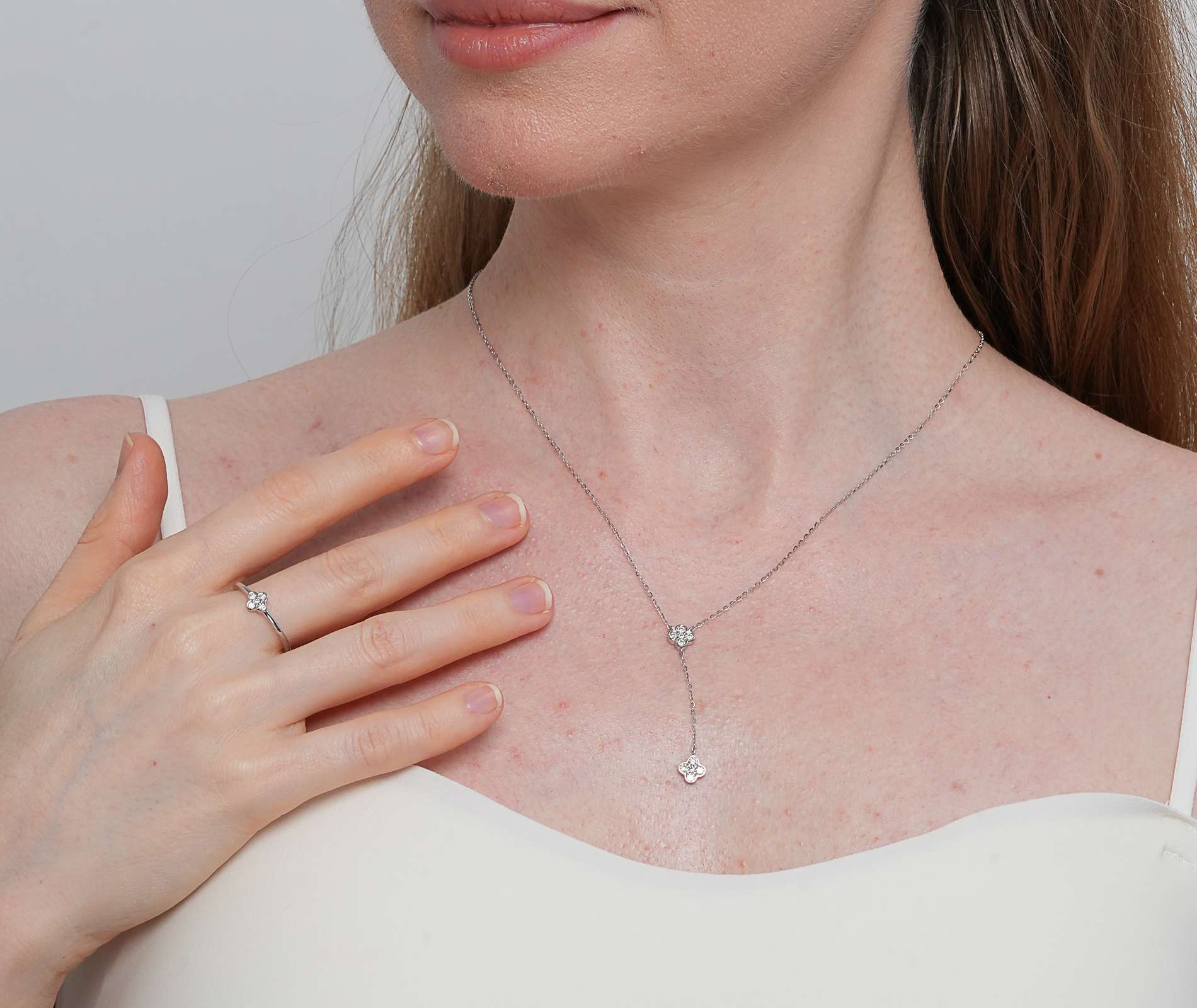 Shining Star Jewelry Hypoallergenic 925 Silver Jewelry Women Necklace Ring Sets