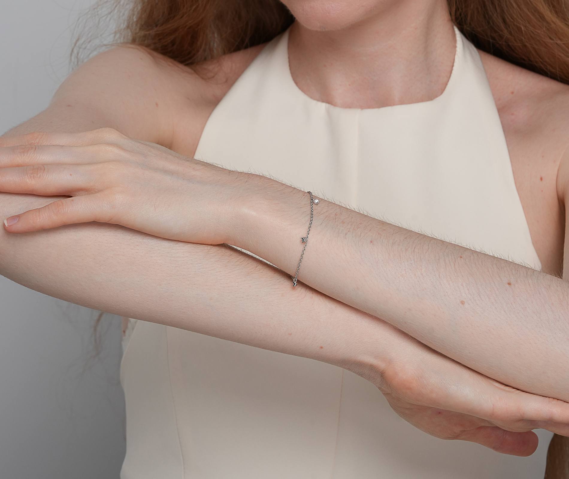 Shining Star Jewelry Cubic Zirconia Adjustable Women's Rhodium Fine Bracelet Shining Star Jewelry Cubic Zirconia Adjustable Women's Rhodium Fine Bracelet