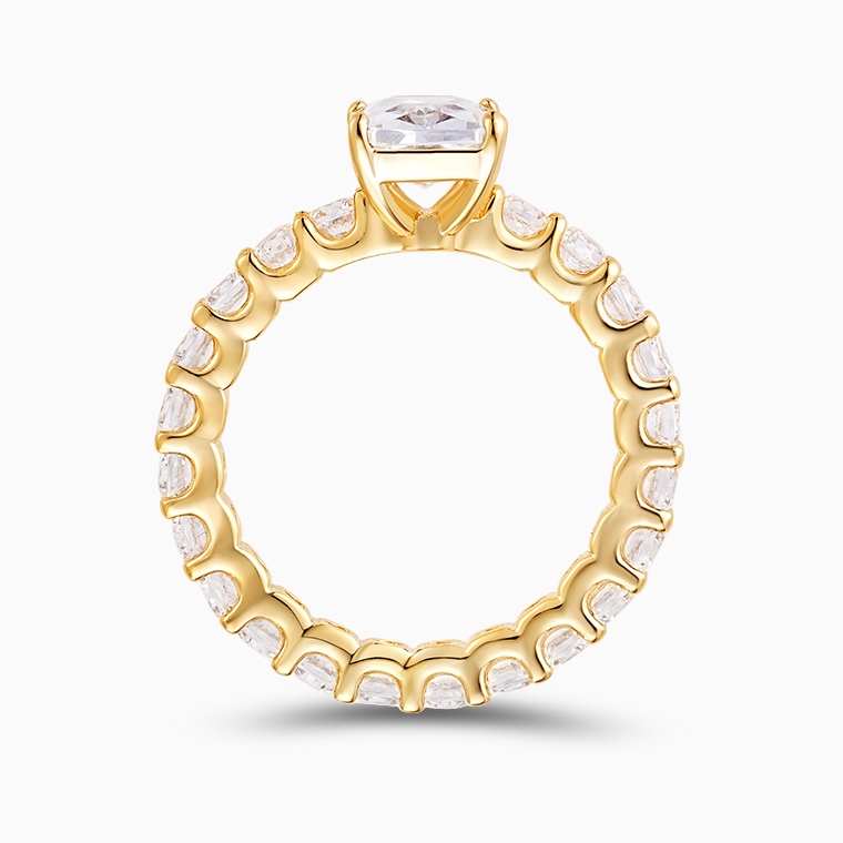 Shining Star Jewelry Luxury Big Main Stone Diamond Emerald Cut Tennis Ring Women