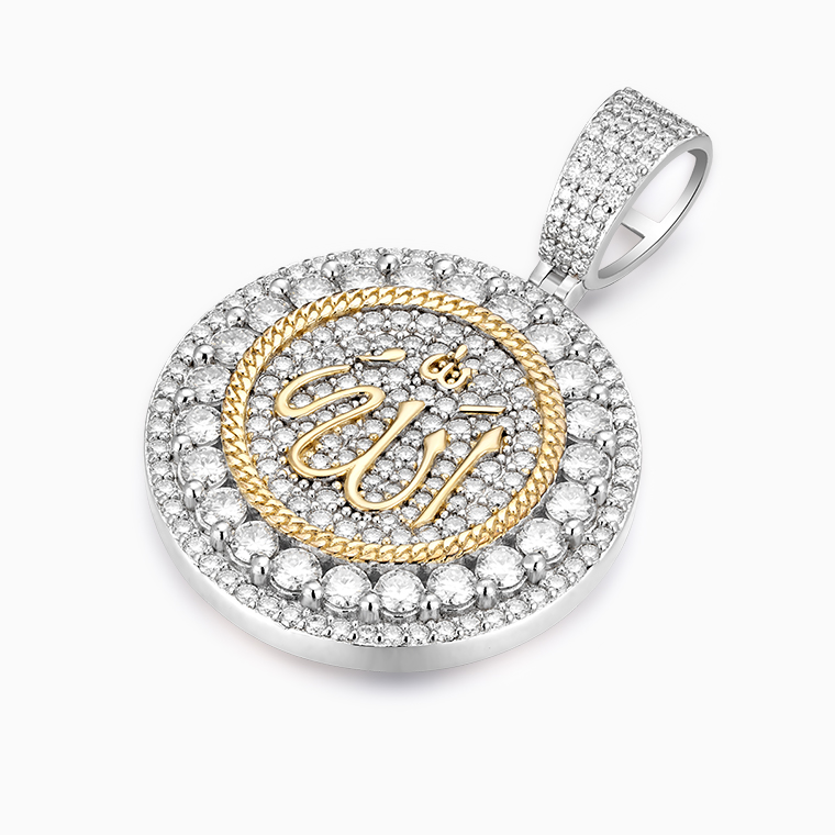 Shining Star Jewelry Hiphop Allah Luxury Zircon 925 Silver Pendants Jewelry