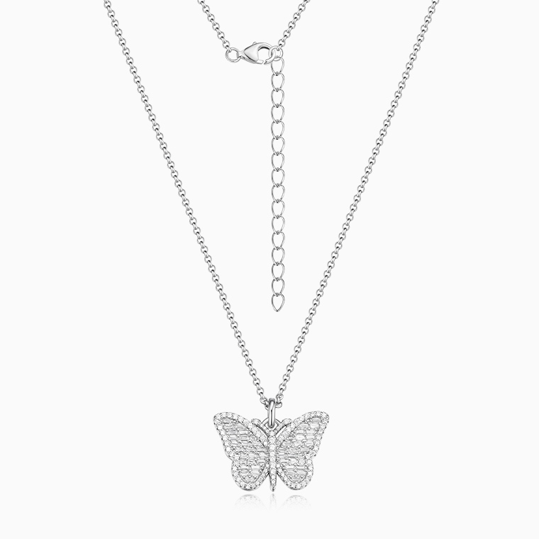 Shining Star Moissanite Butterfly Pendant Necklace Wholesale