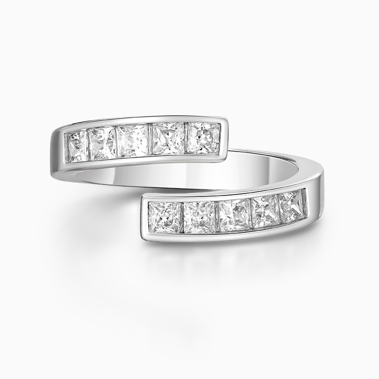 Shining Star Jewelry Solid 925 Silver Moissanite Princess Cut Women's Ring