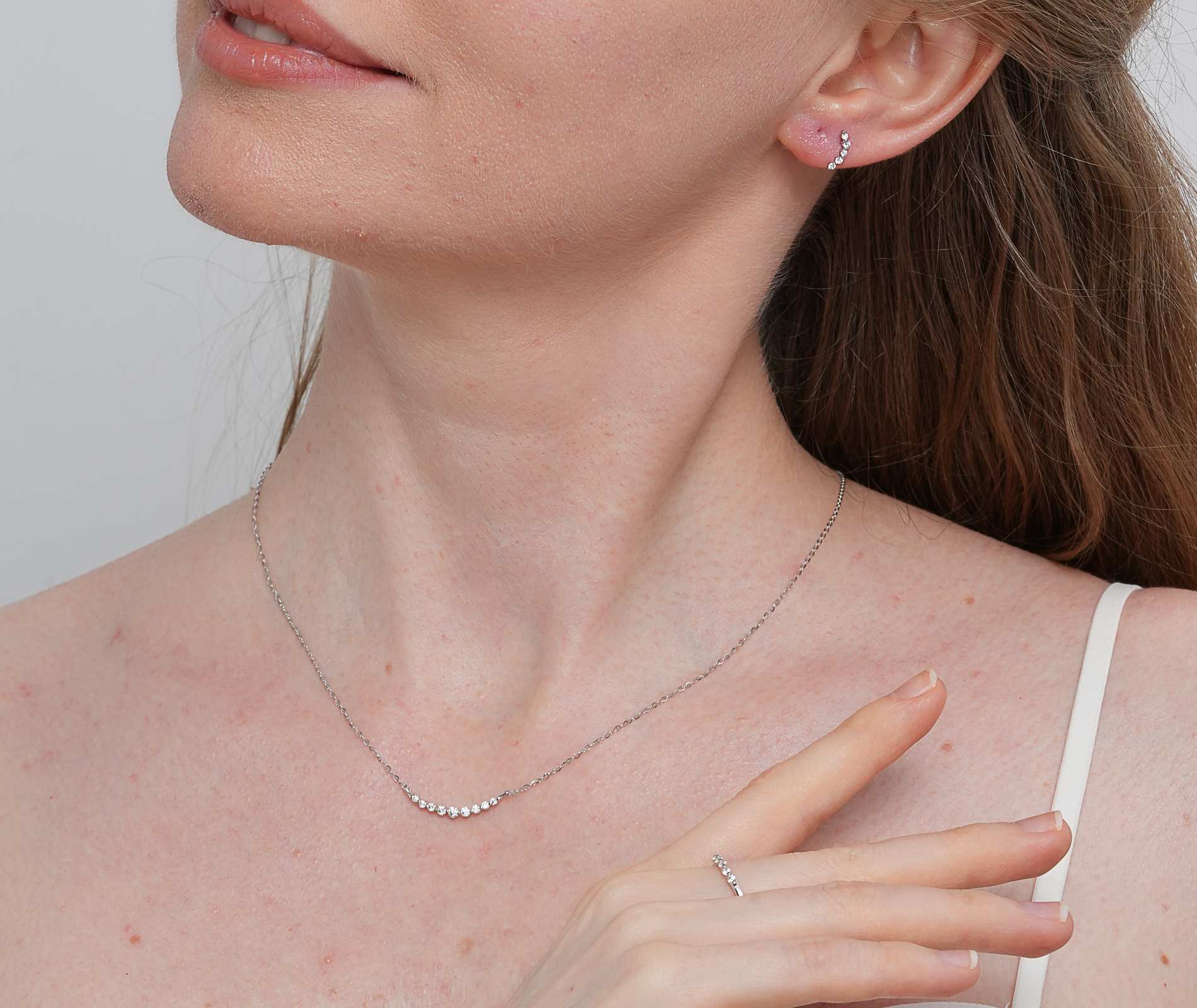 Shining Star Jewelry Women's 925 Silver VVS Moissanite Half Eternity Jewelry Set