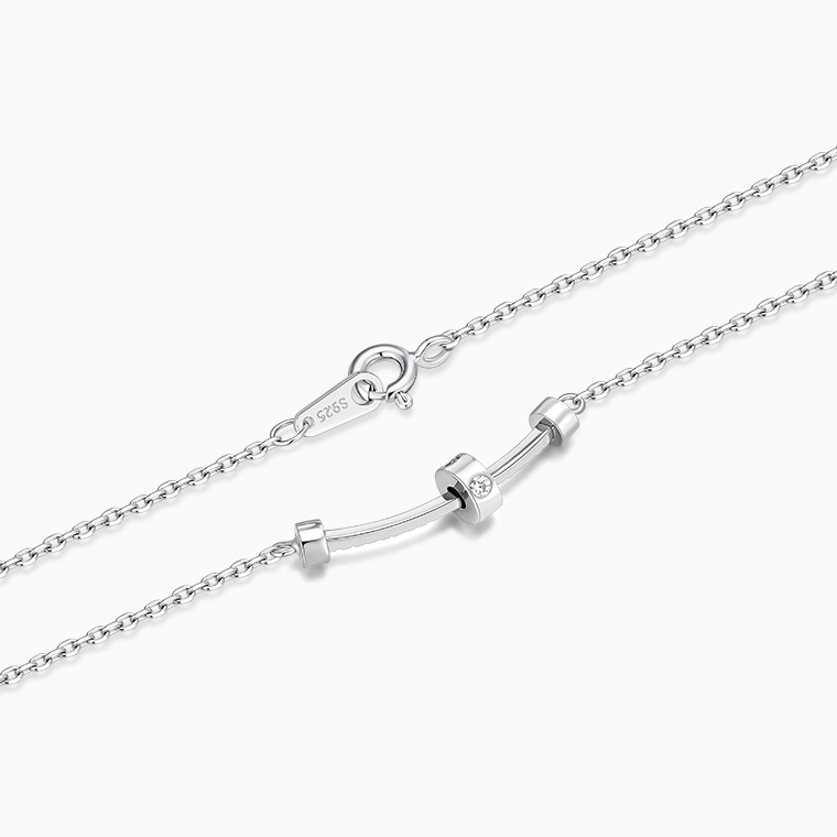 Shining Star Jewelry Women's Cubic Zirconia Sterling Silver Simple Fine Necklace