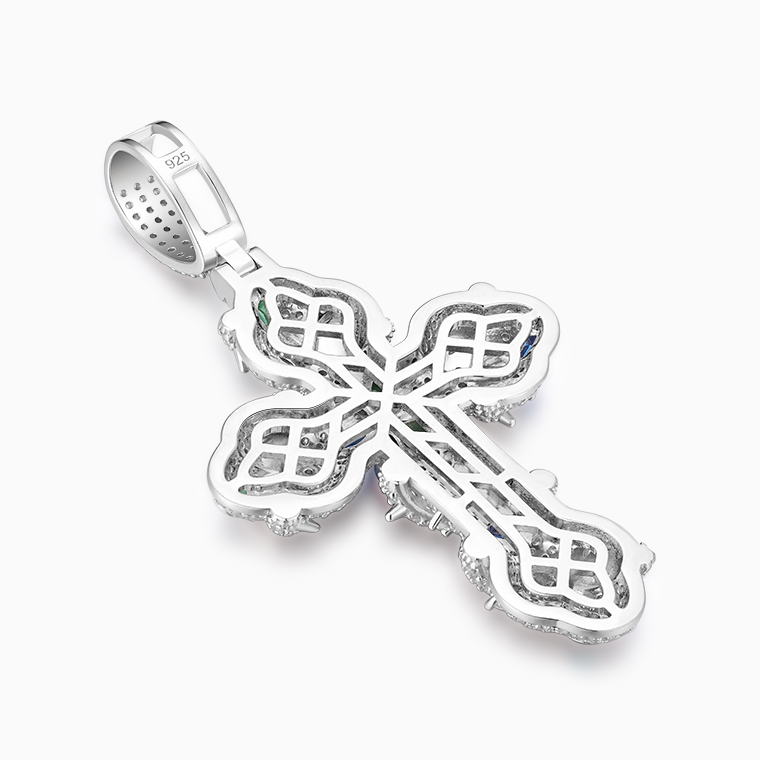 Shining Star Jewelry Custom Gem Studded Sparkle Scattered Diamond Cross Pendant