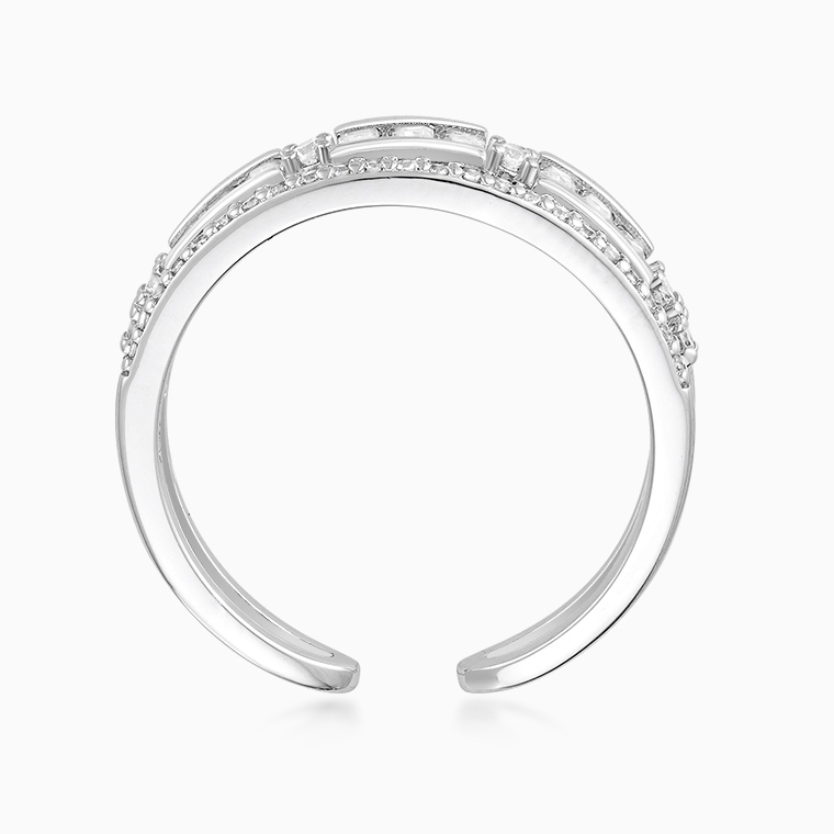 Shining Star Jewelry Fashion Trend Zircon Baguette Cut Iced Out Open Ring Women