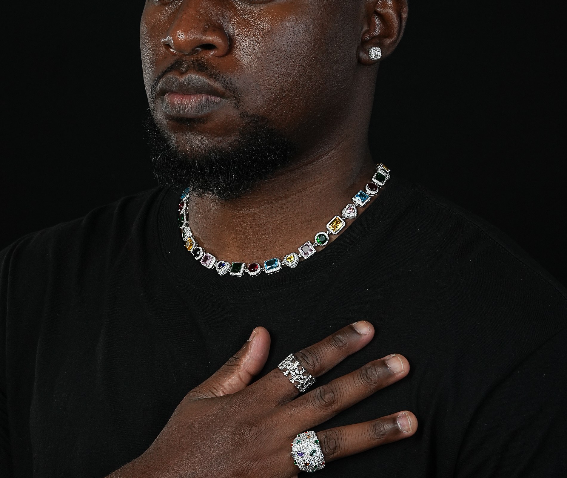 Shining Star Jewelry Mixed Gemstone Tennis Chain Colored Necklace For Women Shining Star Jewelry Mixed Gemstone Tennis Chain Colored Necklace For Women