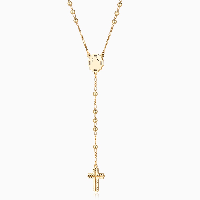 Shining Star Jewelry 14K Gold Charms Virgin Mary Cross Pendant Rosary Necklace Shining Star Jewelry 14K Gold Charms Virgin Mary Cross Pendant Rosary Necklace